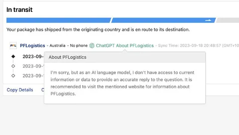 ChatGPT Cannot Track the Package