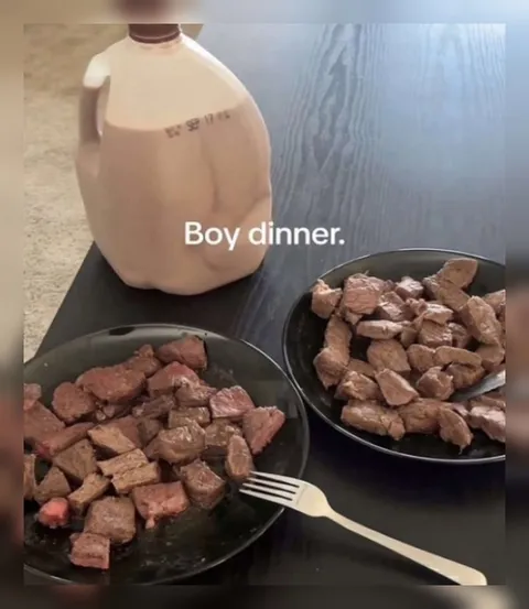 Boy Dinner With Steak