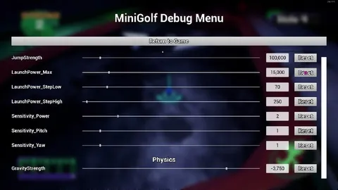 MiniGolf Debug Menu