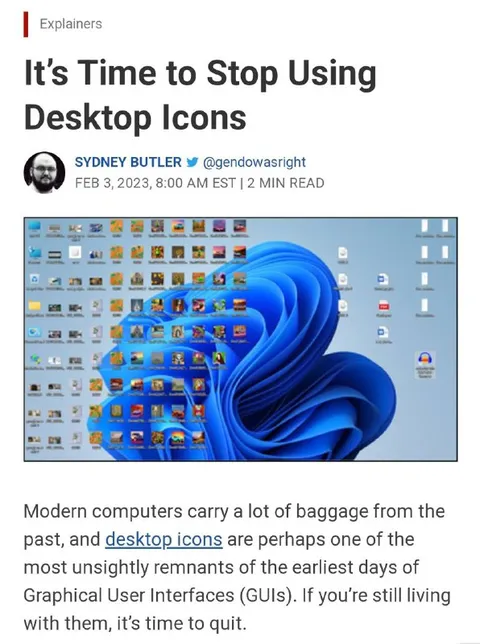 Stop Using Desktop Icons