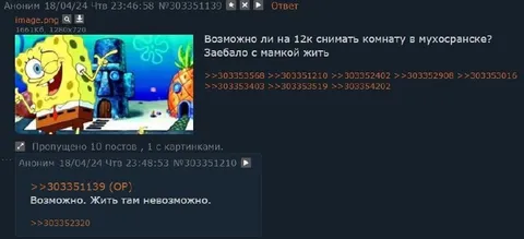 Комната за 12к в Мухосранске