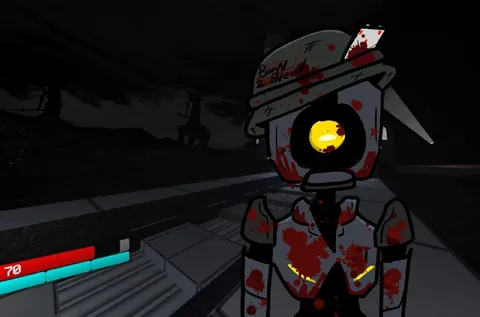 Bloodstained Robot With a Hat