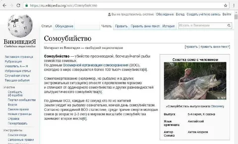 Сомоубийство на Википедии