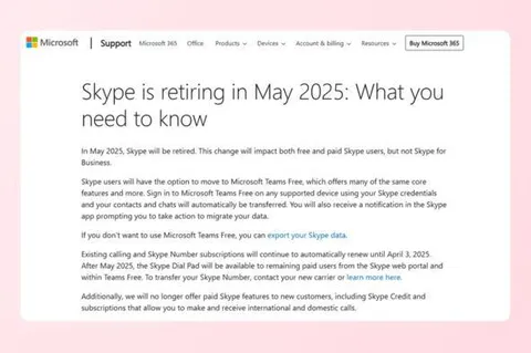 Skype Retiring in May 2025