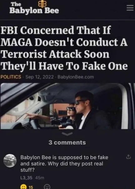 Babylon Bee Fake News Comment