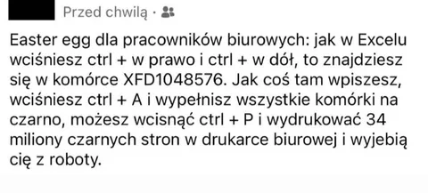 Easter egg w Excelu dla pracowników biurowych