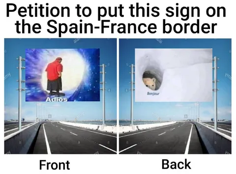 Spain-France Border Sign