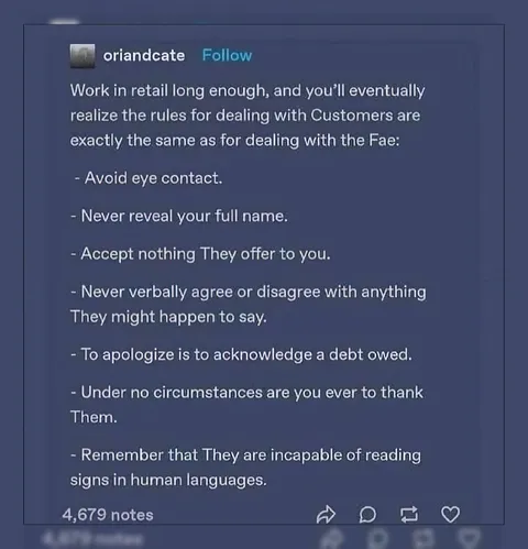 Retail Rules for Dealing with Fae