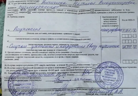 Справка о смерти в грязной воде