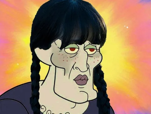 Уэнсдей с уставшим взглядом