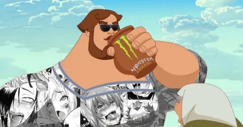 Bearded Man Drinks Monster Energy