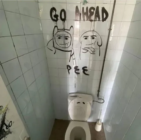 Go Ahead Pee Toilet Graffiti
