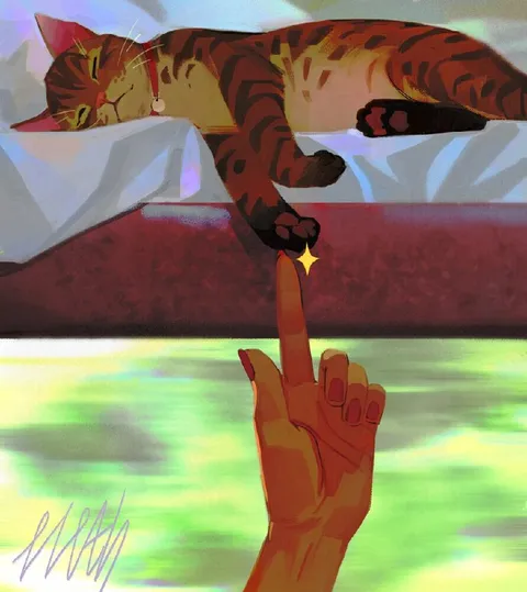 Кот наступил на палец