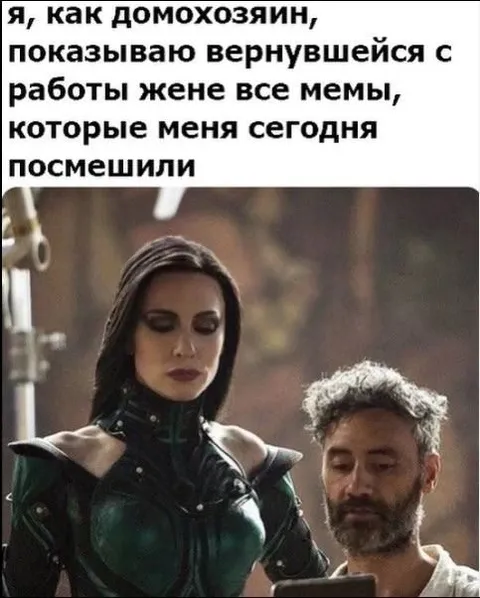 Домохозяин показывает мемы жене