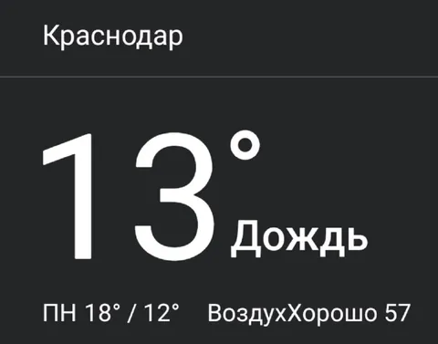 Краснодар: 13° и дождь