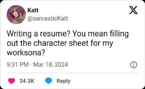 Resume Character Sheet Joke