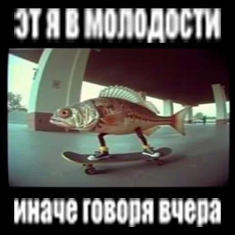 Рыба на скейтборде в молодости