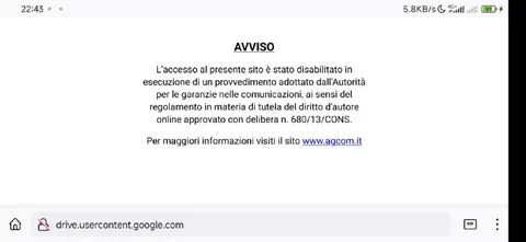 Google Drive bloccato in Italia