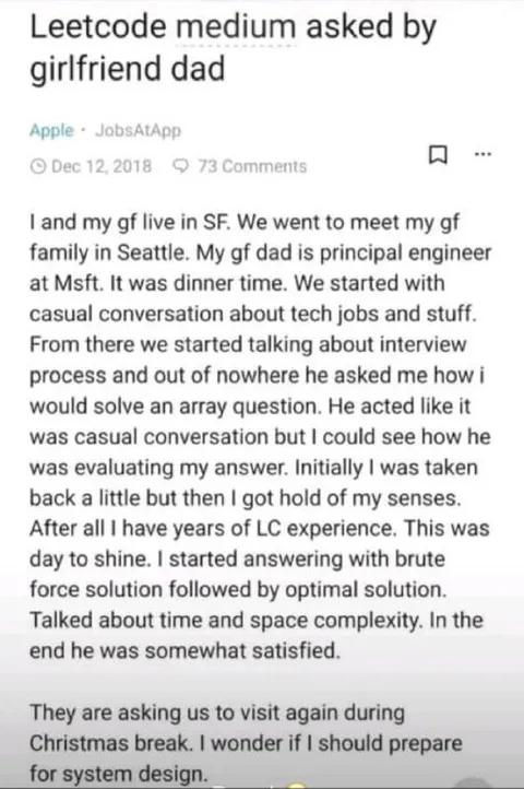 Girlfriend’s Dad Asks LeetCode