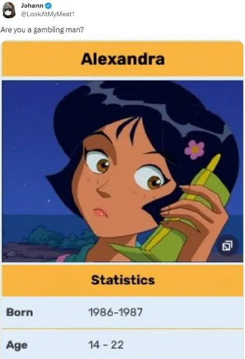 Alexandra Gambling Statistics Meme