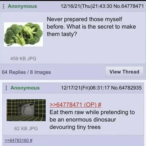 Raw Broccoli Dinosaur Advice