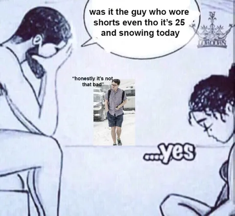 Guy Wearing Shorts in Snow