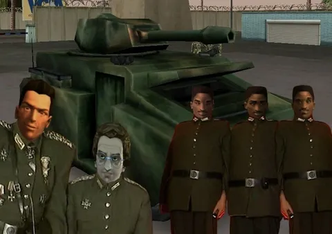 Странный строй перед танком