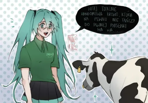 Miku i całkowicie randomowa krowa