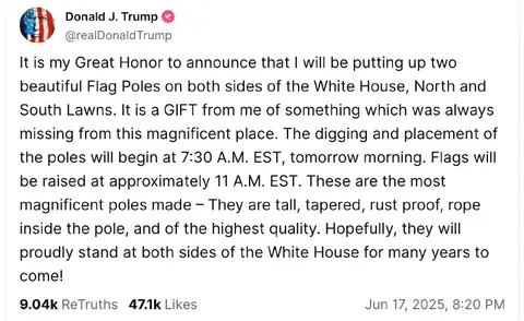 Trump Announces White House Flagpoles