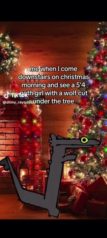 Goth Girl Under the Christmas Tree