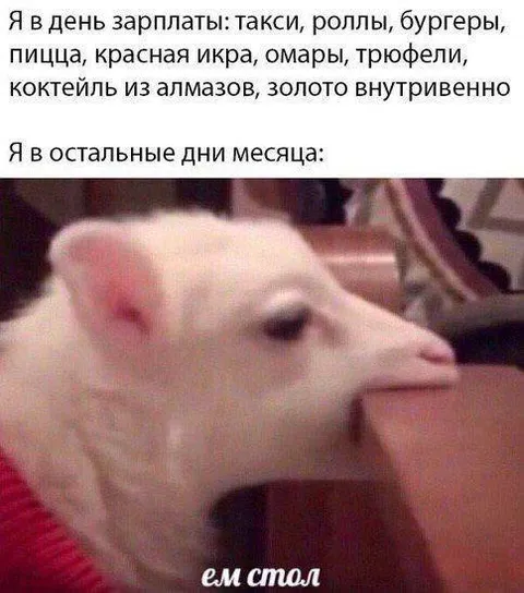 Я ем стол в конце месяца
