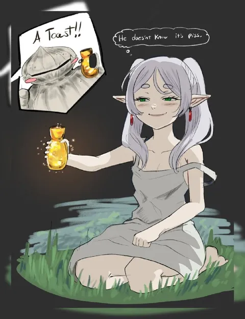 Elf Toasting With Piss