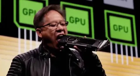 Jensen Huang Eats a GPU