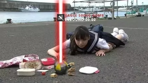 Girl Dodges Incoming Bomb