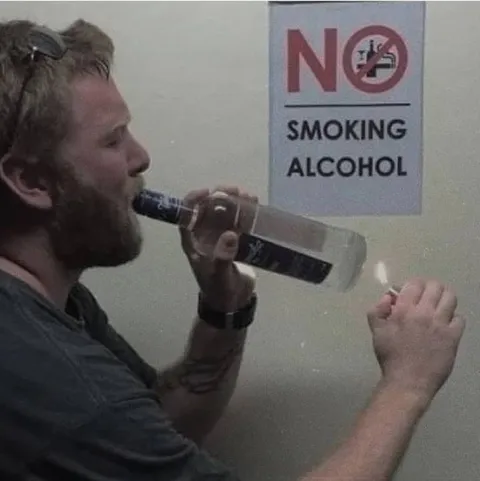 Drinking Under No Alcohol Sign