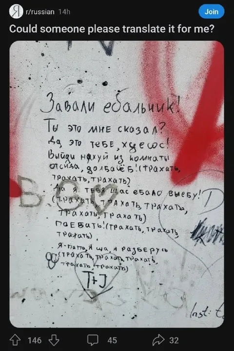 Перевод русской брани на стене