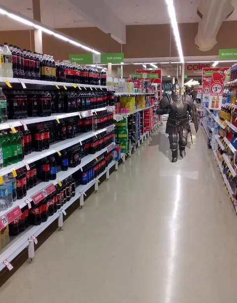 Armored Knight at the Supermarket