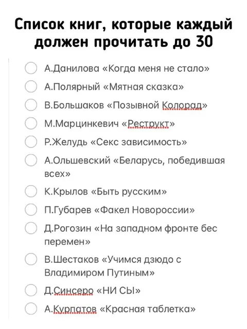Список книг до 30 лет