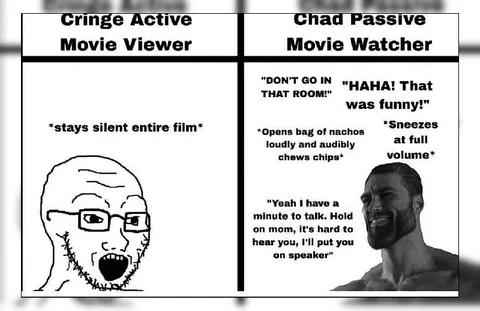 Cringe Active Movie Viewer vs Chad Passive Movie Watcher