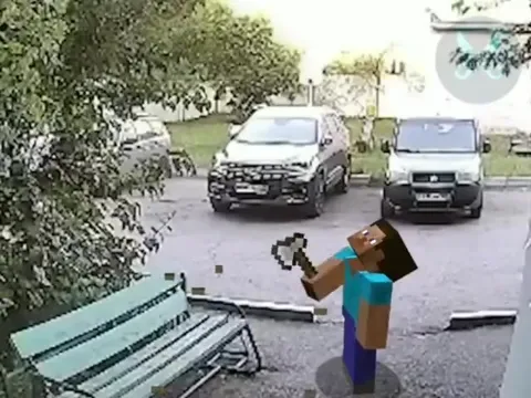 Стив падает на скамейку