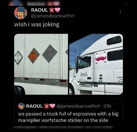 Explosives Truck with Warfstache Sticker