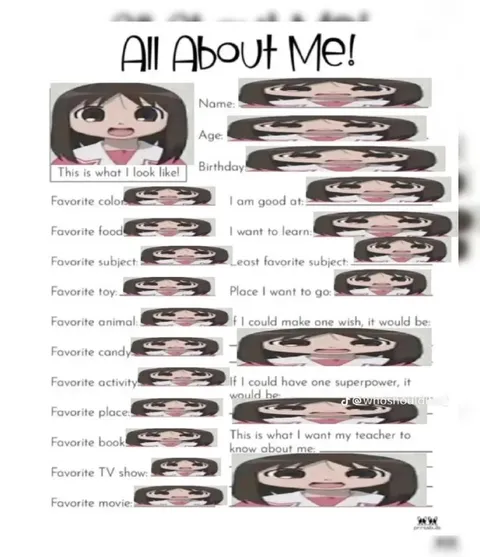 All About Me Worksheet Face