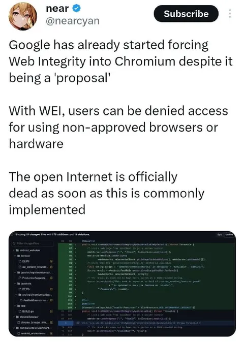 Web Integrity Kills the Open Internet