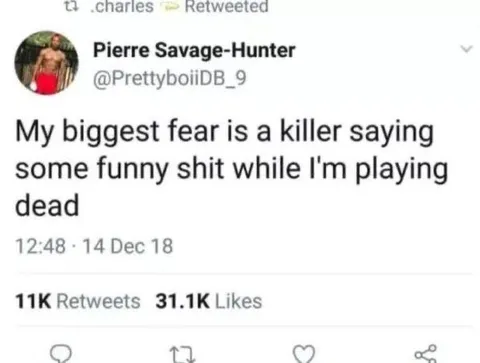 Killer Tells Jokes While Playing Dead