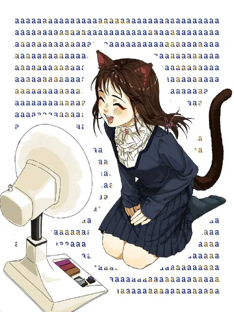 Catgirl Laughing at the Microscope