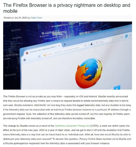 Firefox Privacy Nightmare Article