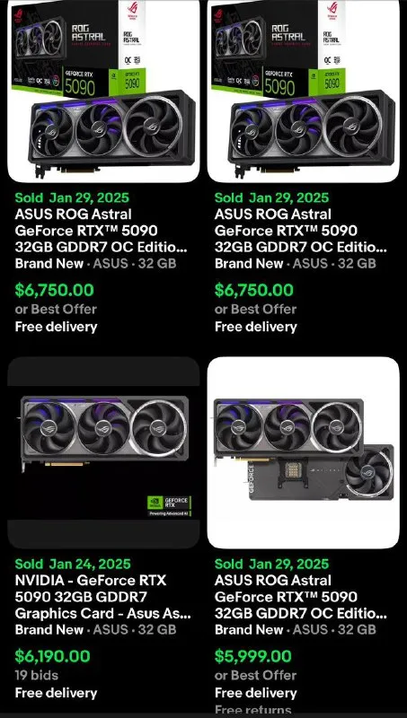 Three RTX 5090 Listings, One Absurd Price