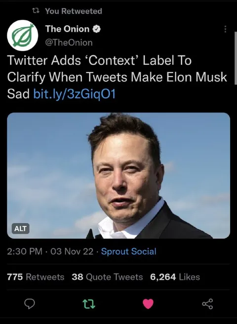 Twitter Context Label Makes Elon Sad