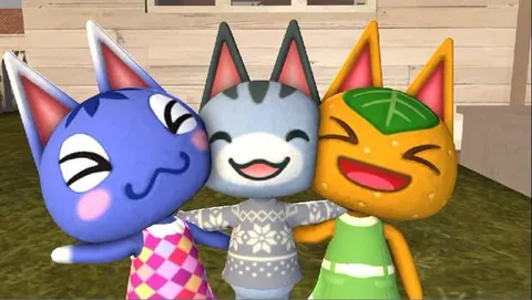 Три улыбающихcя кота из Animal Crossing
