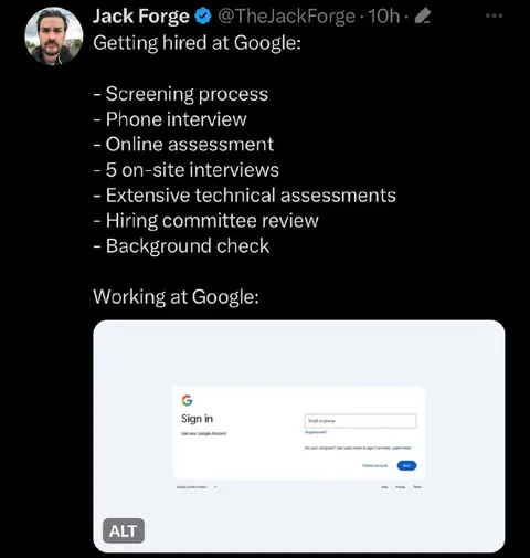Google Hiring Process vs Working There